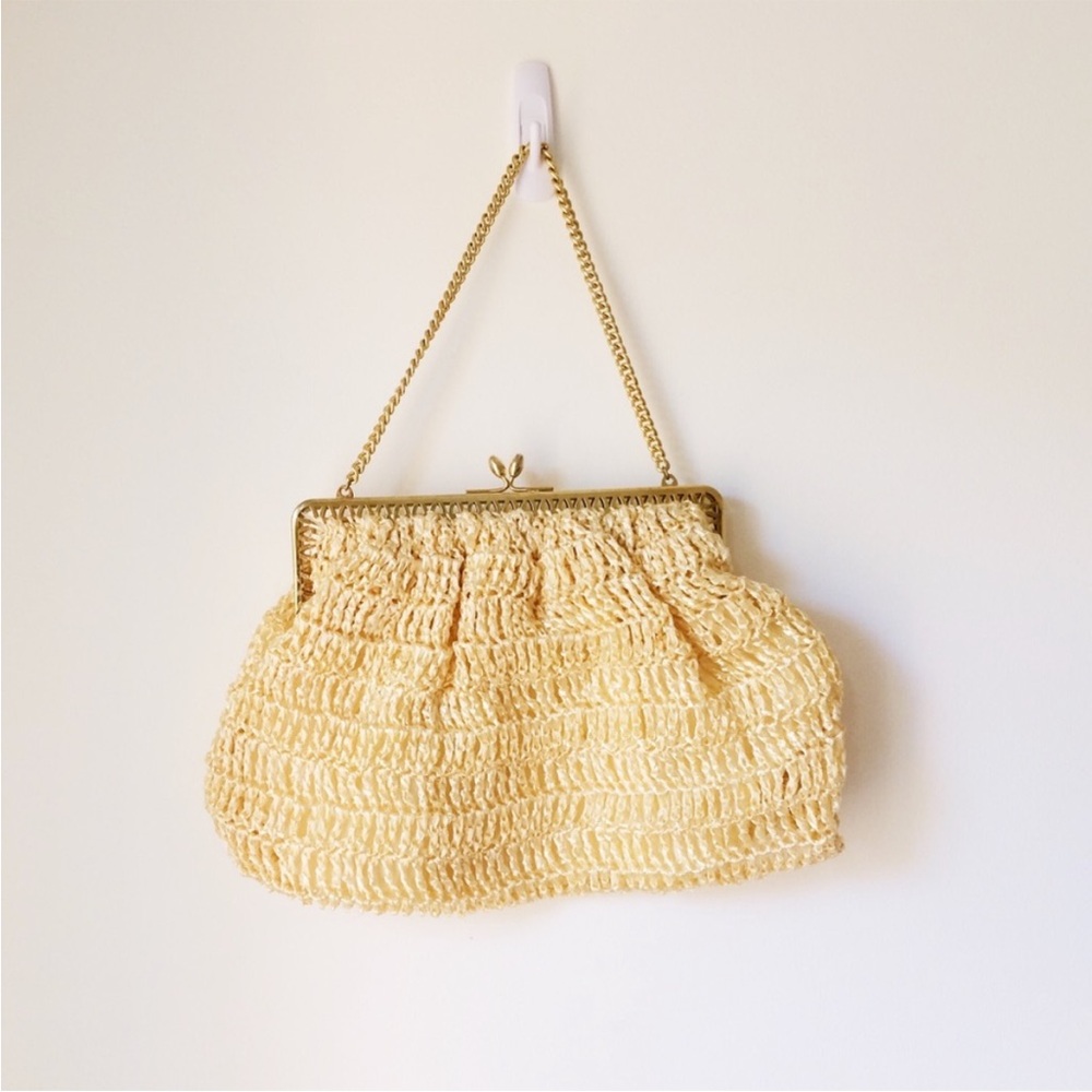 Natural Yellow Raffia Woven Clutch - Picture 2 of 5